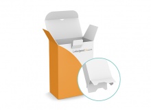 Składane pudełko z automatycznym spodem oraz klapą zabezpieczającą