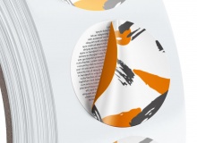 Etykiety dwuwarstwowe promocyjne, 2/3 strony, do jednokrotnego odklejenia