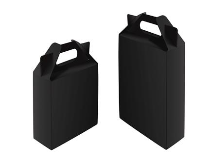 Carry handle box made of black natural cardboard